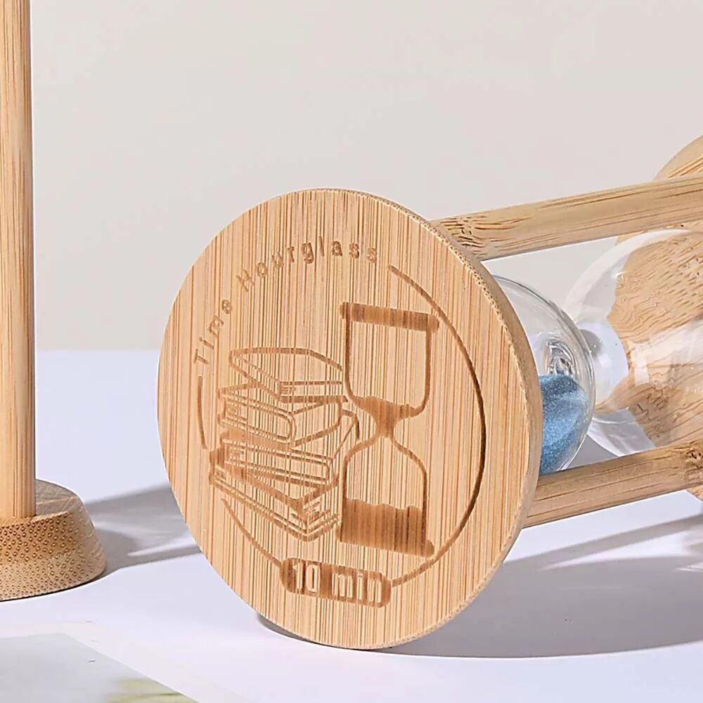 INF Mini Leuchtende Sanduhr - 1 Minute Orangefarbener Sandtimer mit Holzrahmen