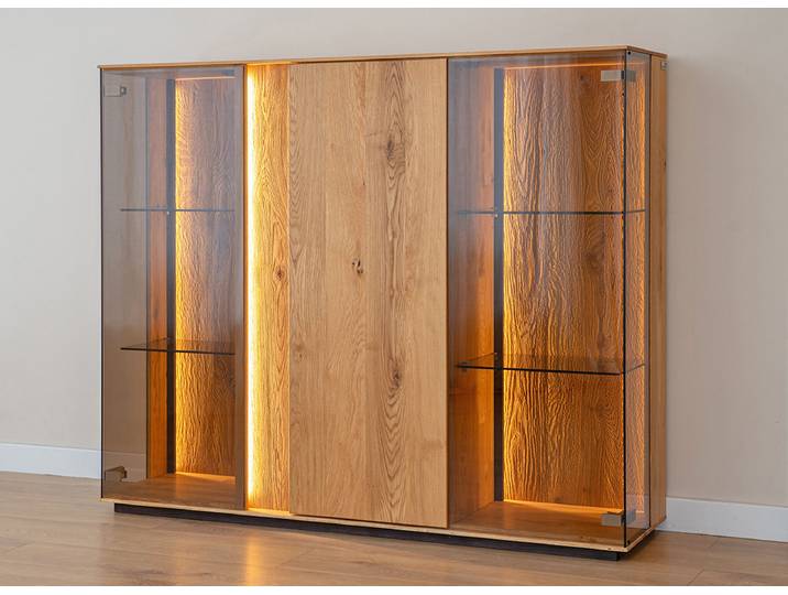 3-türiges Highboard Conny aus massiver Wildeiche natur geölt – Montierte Lieferung – 3%-Vorkasse-Rabatt