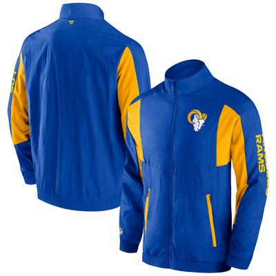 Bomberjacke FANATICS "Fanatics Jacke Los Angeles Rams Woven Track", Damen, Gr. M, blau, Popeline;Jersey, 100% Polyester, Jacken Bomberjacke