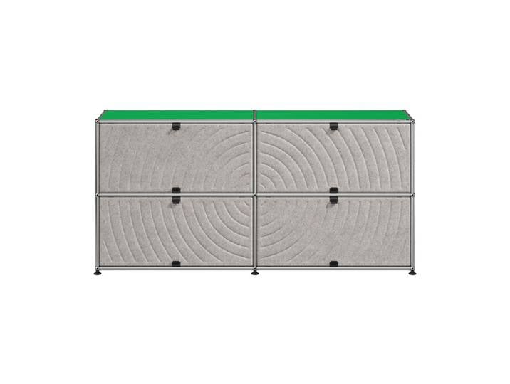 USM Haller Kommode M68 grün 2-fach breit 4 Soft Panels grau 152.3x74x37.3 cm