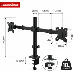 Floordirekt Monitorarm (Tisch, 32", 10 kg), Monitor Halterung, Schwarz