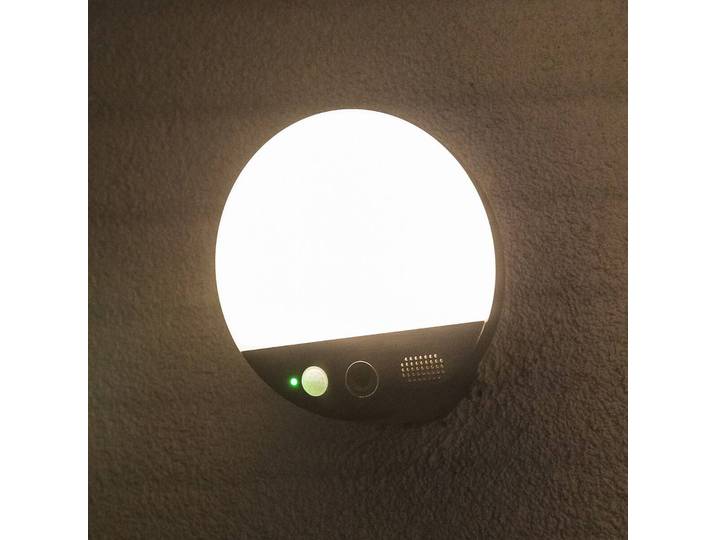OSRAM SMART+ WiFi Außenwandlampe ROUND, Kamera, Sensor, grau dimmbar, alu / grau / zink, Kunststoff, Modern