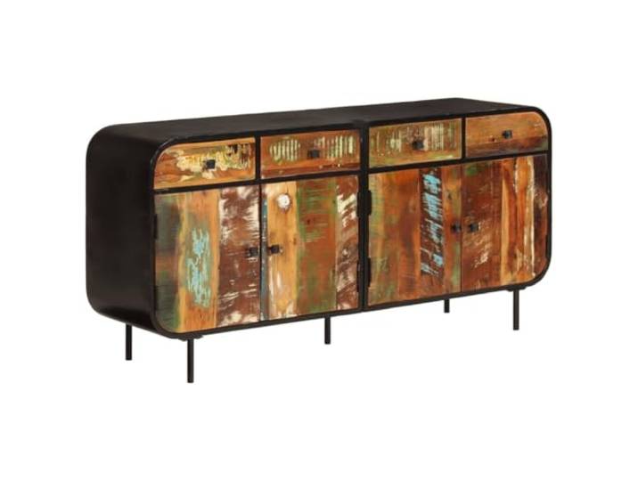 HEFZGDB Sideboard aus Altholz und Metall mit zeitlosem Look und Stauraum – Robustes Sideboard mit Metallrahmen aus massivem Altholz