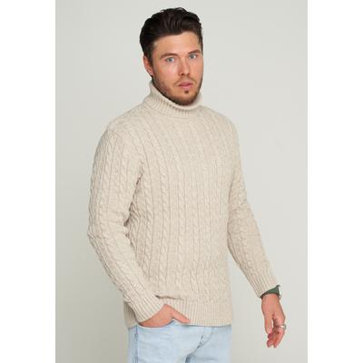 Rollkragenpullover CARISMA "CARISMA Strickpullover CRMUS", Herren, Gr. XXL, beige, Casual, regular fit, Rollkragen, Pullover Rollkragenpullover, Grobstrick Zopf-Muster