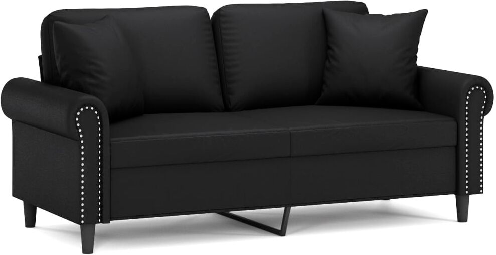 vidaXL Canapé 2 places avec oreillers décoratifs noir 140cm similicuir