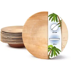 onlyleaf 25 Stück tiefe Einwegteller Ø 23cm Suppenteller Palmblatt-Teller, Schale für Suppe und Eintöpfe, Partys und Catering, biologisch abbaubar