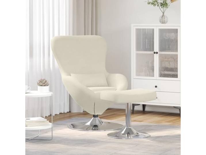 HEFZGDB Ei-Stuhl mit Fußhocker Creme Samt Moderner Sessel mit verstellbaren Armlehnen und ergonomischer Unterstützung für Wohnbereich Leseecke
