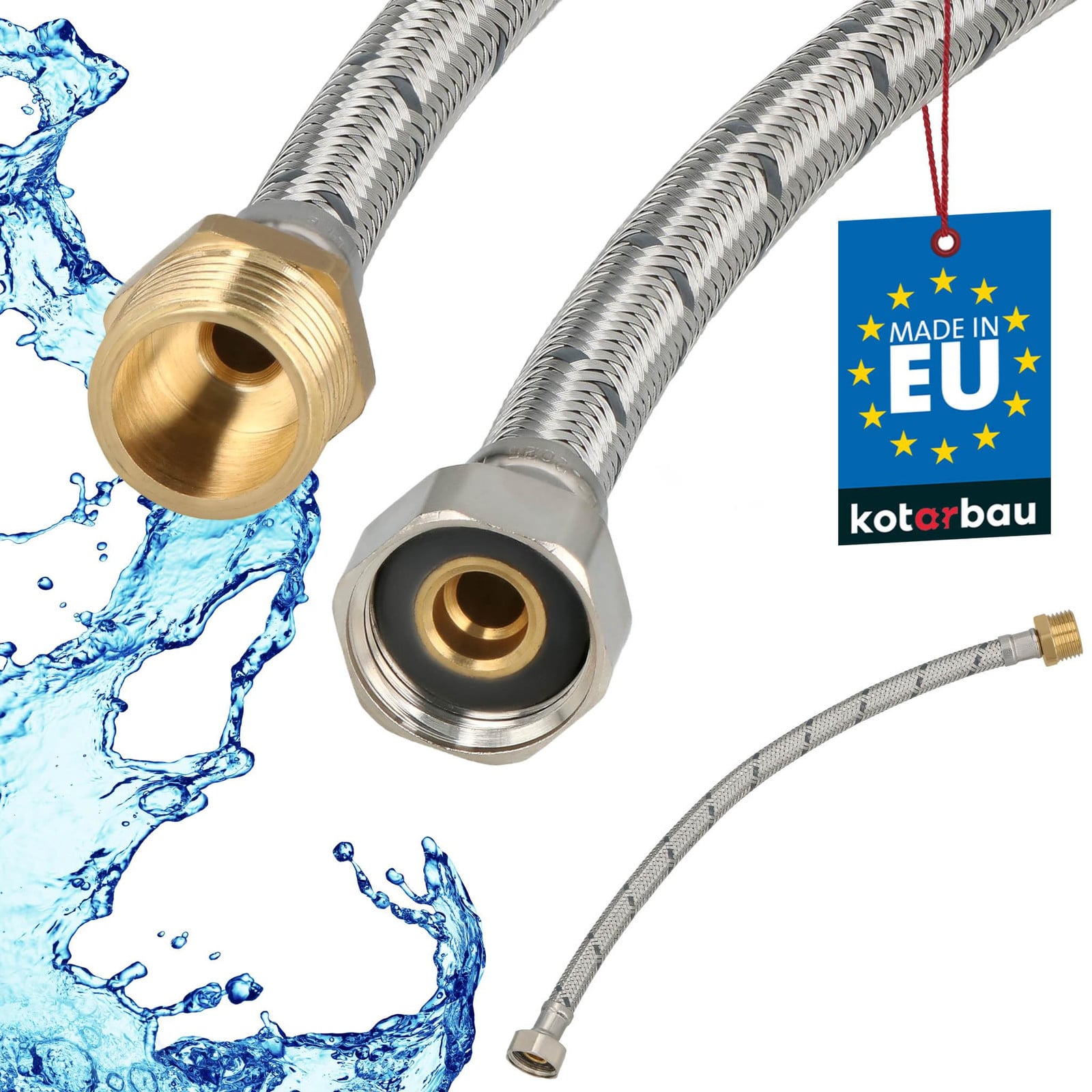 KOTARBAU Flexibele Sanitaire Aansluitslang 1/2" x 1/2", Buitendraad x Binnendraad, Roestvrijstaal, 40 cm