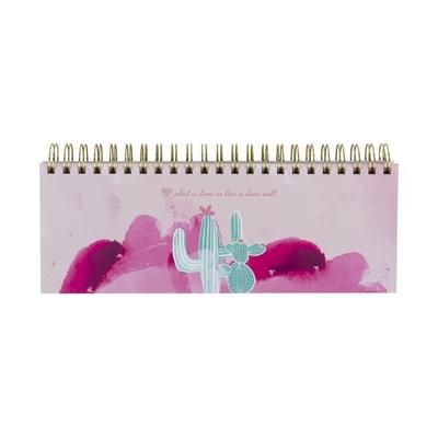 Rosa Tischkalender ohne Datum Alpaka & Kaktus. Hochwertiger, moderner Wochenkalender, Querkalender für 52 Wochen +1. 1 Woche 2 Seiten. Verwendbar als