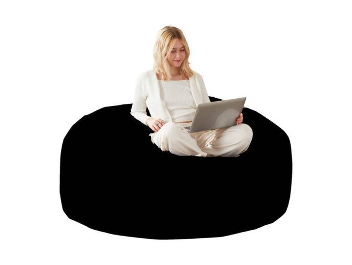 Pouf Géant Bean Bag Fauteuil 6FT (180cmx150x60) Velours Confort Housse Amovible Salon Chambre Gaming-noir