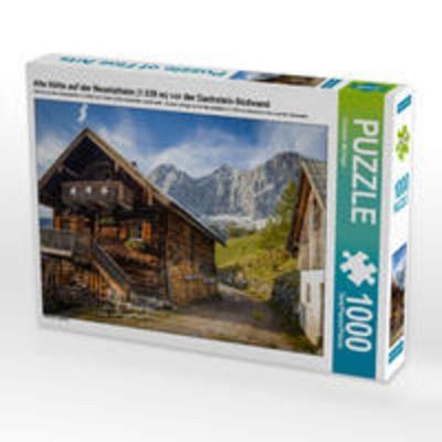 CALVENDO Puzzle Alte Hütte auf der Neustattalm (1.530 m) vor der Dachstein-Südwand | 1000 Teile Lege-Größe 64x48cm Foto-Puzzle für glückliche Stunden