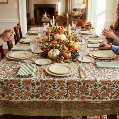 Decor Mantra Golden Harvest floral tablecloth