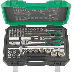 Fortis, Steckschlüssel + Stecknuss, Steckschlüsselgarnitur 1/4 Zoll und 1/2 Zoll 55 Teile