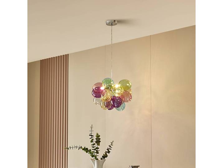 Glas Hängeleuchte Diborah Lucande, dimmbar, Multicolour, für Wohn- / Esszimmer, Glas, Design