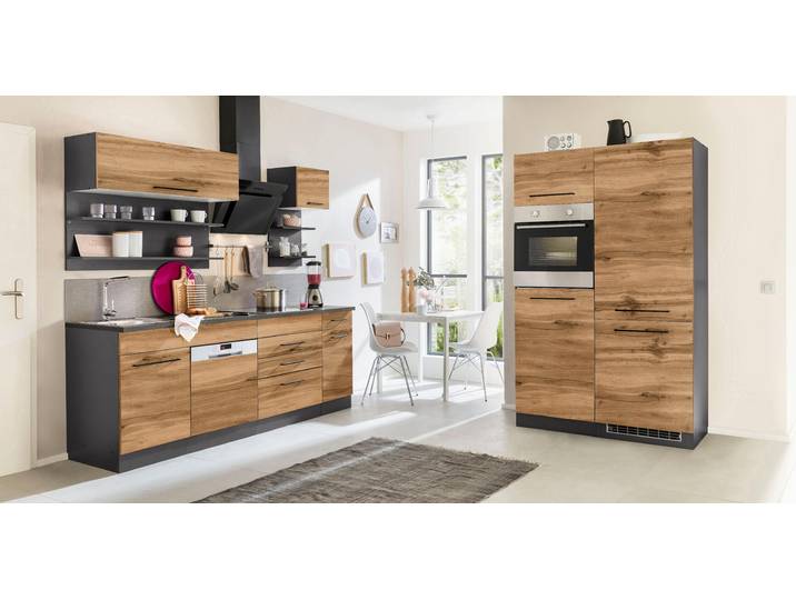 KOCHSTATION KS-Tulsa ohne E-Geräte, Breite 330 cm, schwarze Metallgriffe, MDF Fronten