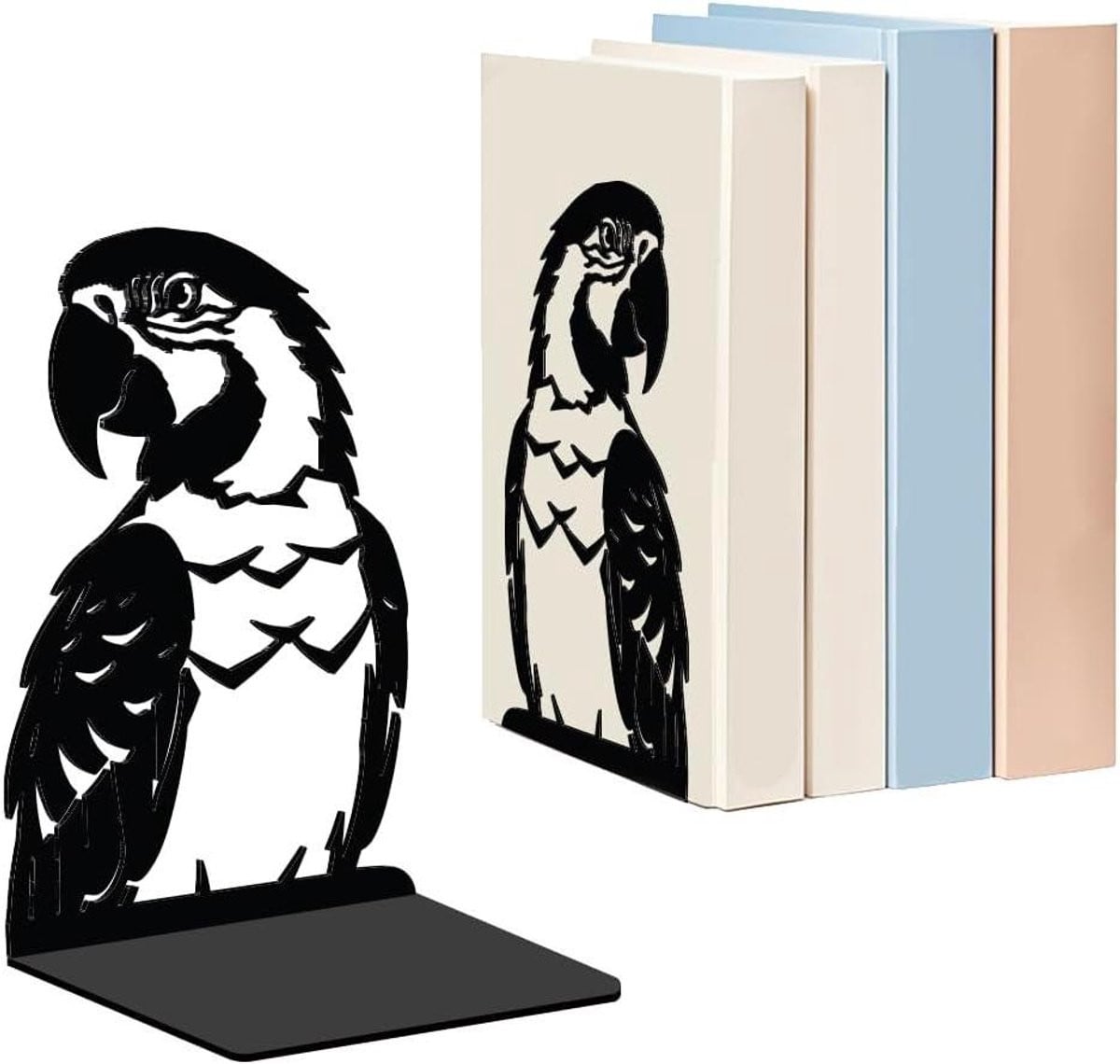 Decoratieve Boekensteunen Vogel - Zwarte Boekenhouders van Metaal - Hoogte: 20 cm