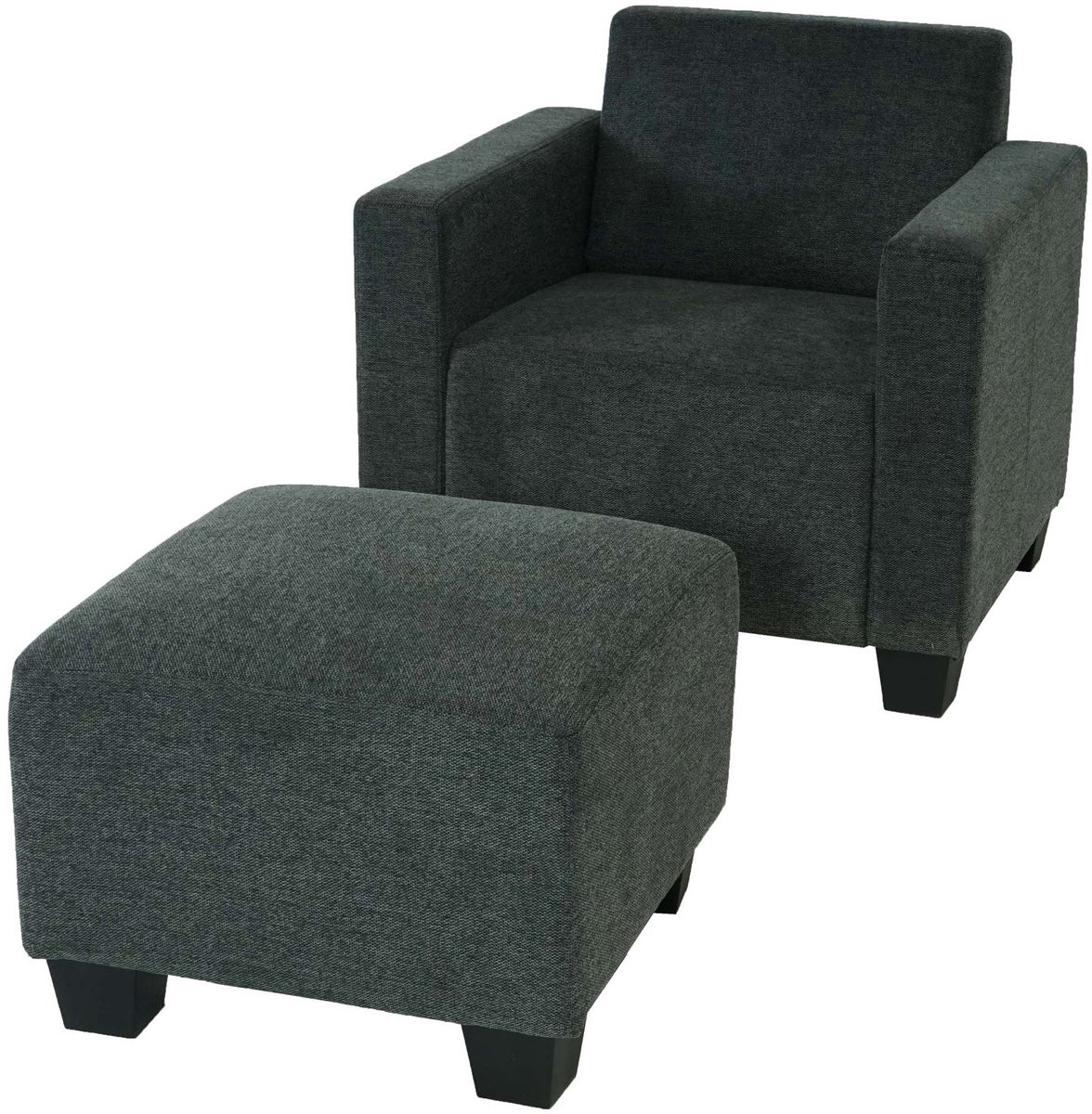 Modulaire loungefauteuil Lyon met voetenbank in antracietgrijs textiel