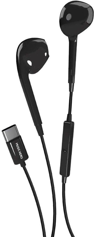 MUSIC HERO Tubb Stereo In-Ear Høretelefoner m. USB-C & Mikrofon - Sort