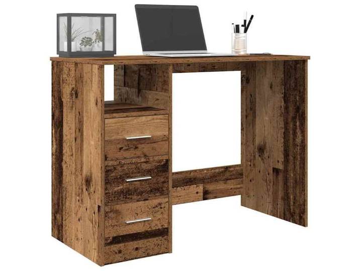 Bureau Brun CHEZ JILL Table de travail 1 personne vieux bois 102x76x50 cm bois d'ingénierie BBB665