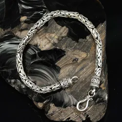 Drachensilber Königskette 4mm Armschmuck Silber Armband handgefertigt 925 Silber 19cm - Silber