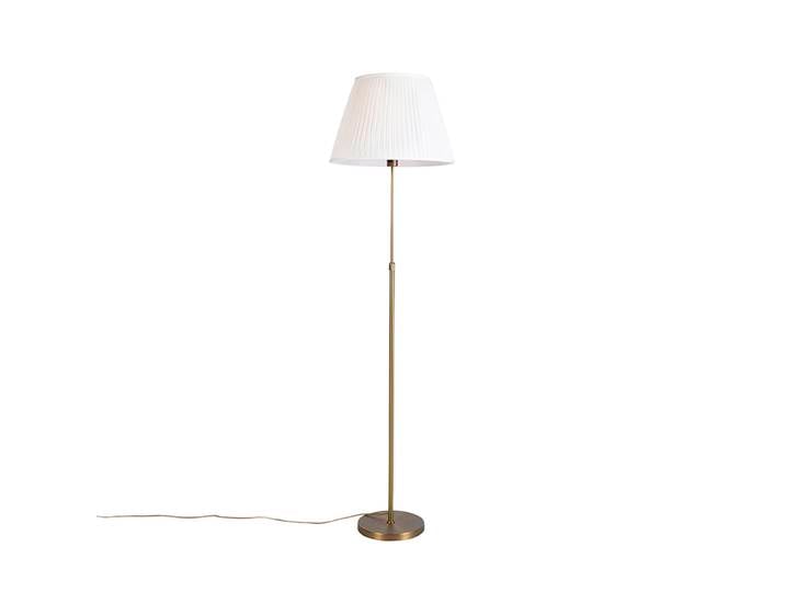Lampadaire bronze avec abat-jour plissé crème 45 cm réglable -