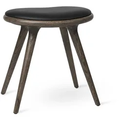 Mater Low Hocker, eiche sirka grey / sorensen leder schwarz