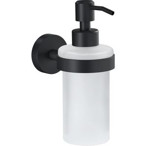 Tesa Seifenspender Moon Black, 40565, zur Wandmontage, satiniertes Glas, 200ml