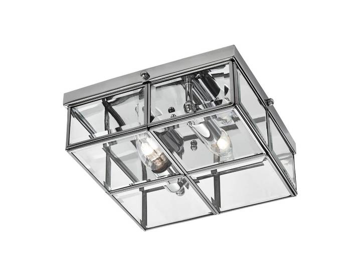 Deckenleuchte Pisa, Chromfarben, Metall, Glas, 25x10x25 cm, Lampen & Leuchten, Innenbeleuchtung, Deckenleuchten, Deckenleuchten