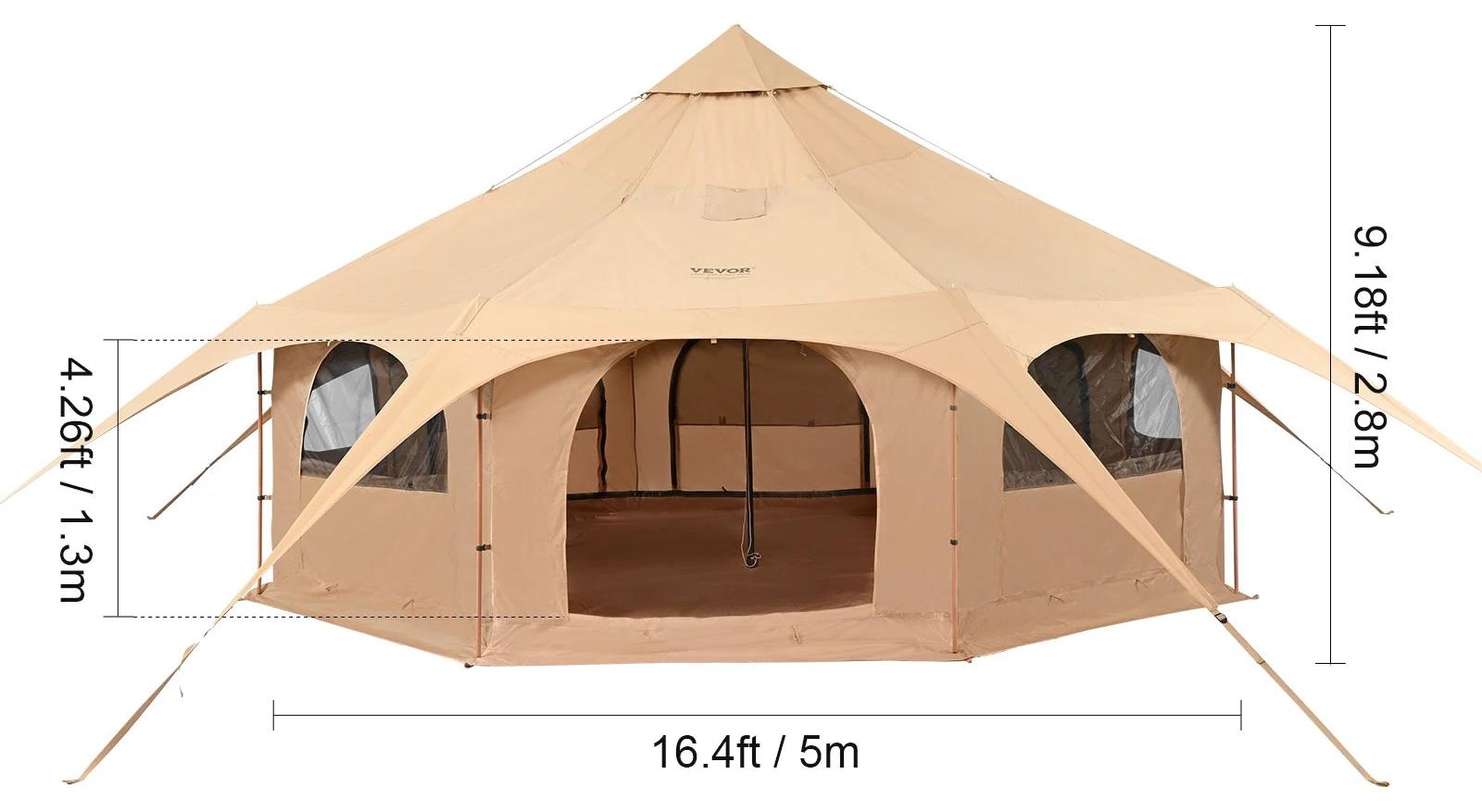 Zelt aus Canvas - Zelt - Aufblasbares Zelt - Campingzelt - Durchmesser 5 Meter - Typ B - Tipi-Zelt - Für den Einsatz in allen Jahreszeiten