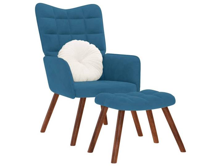 vidaXL Relaxsessel, Relaxsessel mit Hocker Blau Samt
