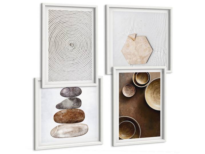 Tulup Bilder SET 4er Set - 50x50 cm & 40x60 cm Weißer Rahmen - Texturen in der modernen Kunst, Kunststoff, Rechteckig, 50x50 cm, Fotografie, Bilder & Rahmen, Bilder