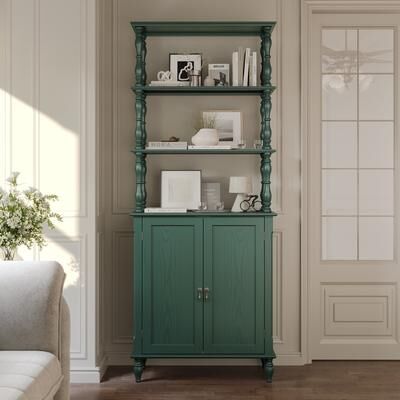 HomeLiveRelax "77"" Tall Bookshelf with Cabinet, Freestanding Storage Cabinet"