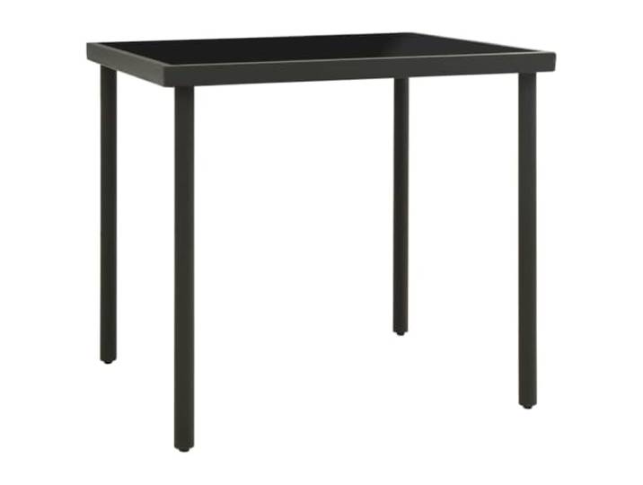 POUFGDR Esstisch für den Außenbereich, Glas, 80 x 80 cm, Anthrazit Tischplatte aus gehärtetem Glas, Beine aus lackiertem Stahl, stabil und langlebig, für Garten und Terrasse