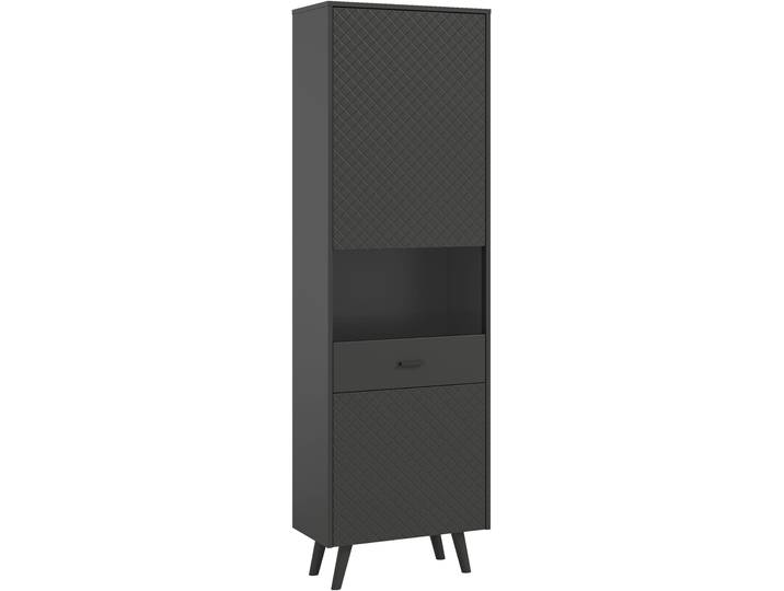 Vitrine HOME AFFAIRE RHOMBUS, hochwertige MDF-Front mit Karo-Optik , schwarz (grau), B:58cm H:195cm T:37cm, FSC-zertifizierter Holzwerkstoff, Schränke, Vitrine, Vitrine, Schrank, Wohnzimmer, Esszimmer