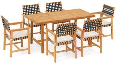 Costway 7-Piece Patio Dining Set for 6 People Farmhouse Furniture