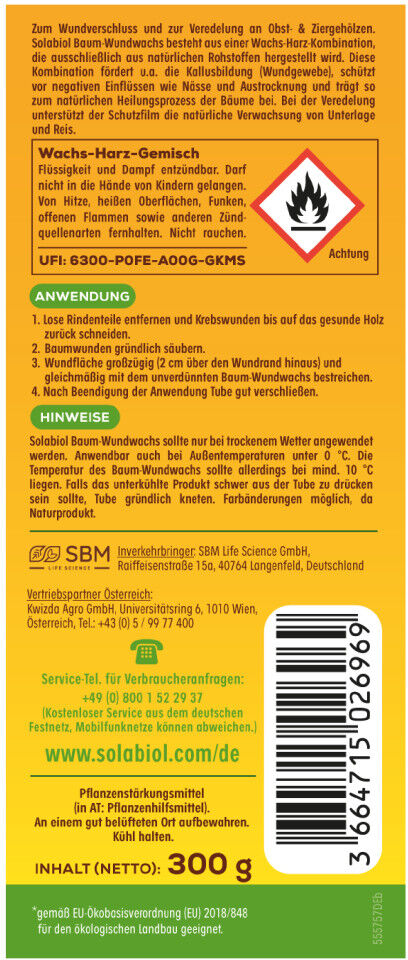 Solabiol Baum-Wundwachs 300 g