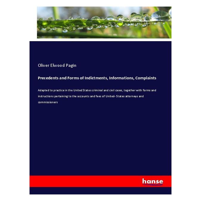 Hansebooks Precedents and Forms of Indictments, Informations, Complaints (Englisch, Softcover, Oliver Elwood Pagin) (55983283)
