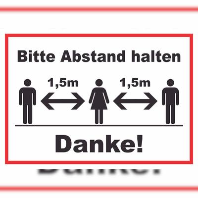 HB-Druck Bitte 1,5 m Absatnd halten Schild A4 (210x297mm)