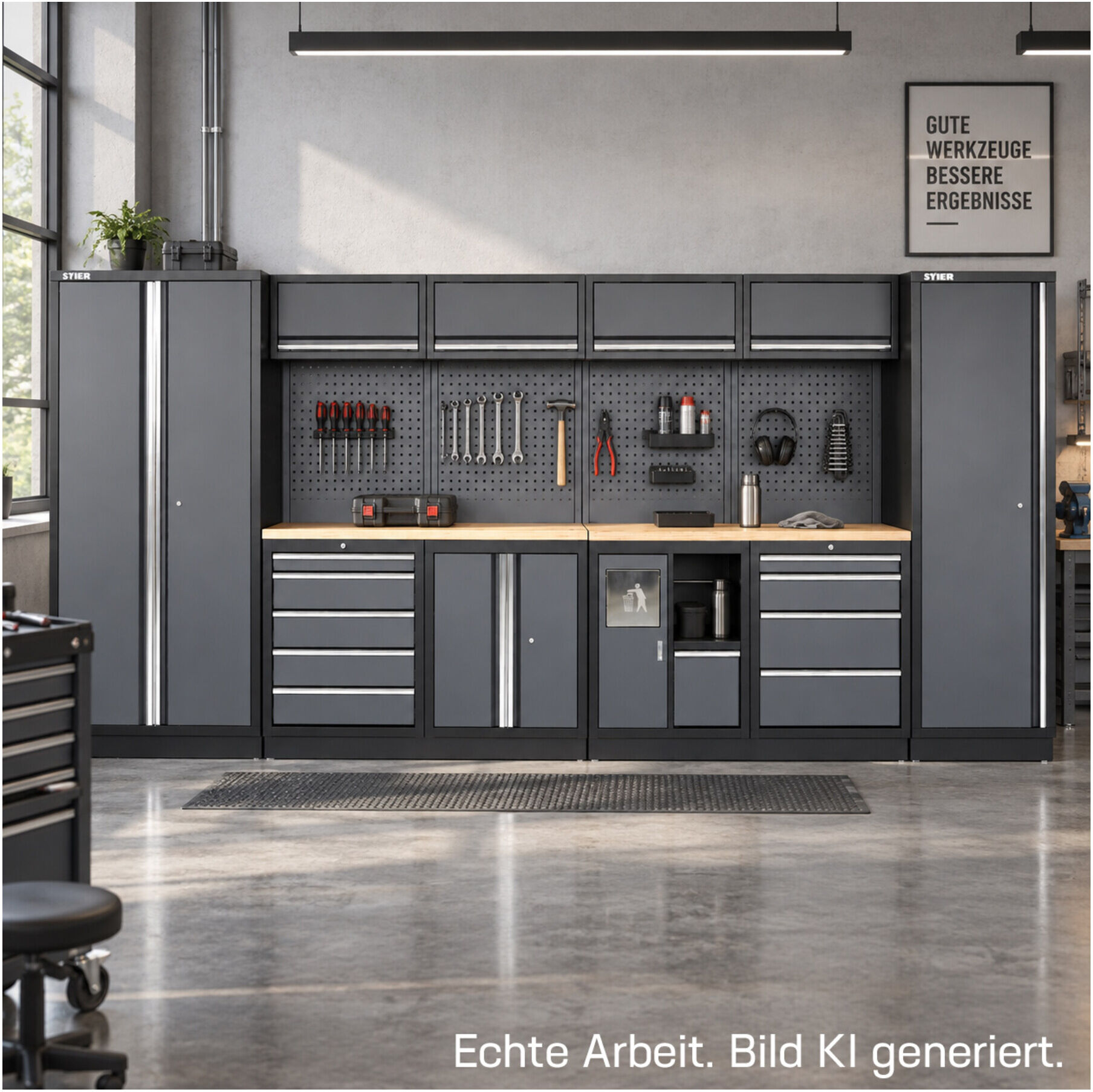 STIER Werkstatteinrichtung Basic 6-teilig mit Lochwand und Multiplex-Arbeitsplatte BxTxH 4235x460x2000mm (905234)
