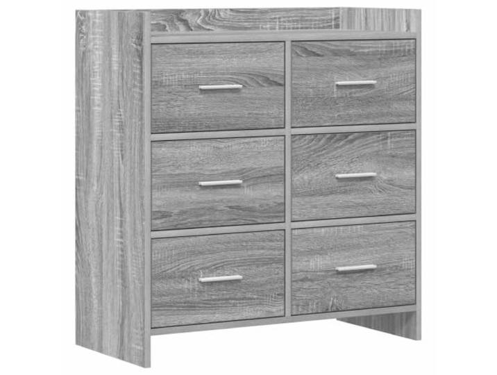 Favemtsl Sideboard Kommode mit 6 Schubladen 75x33x80 cm Grau Sonoma Praktischer Mehrzweckschrank mit Metallgriffen für Ordnung im Schlafzimmer, Essbereich und Diele.