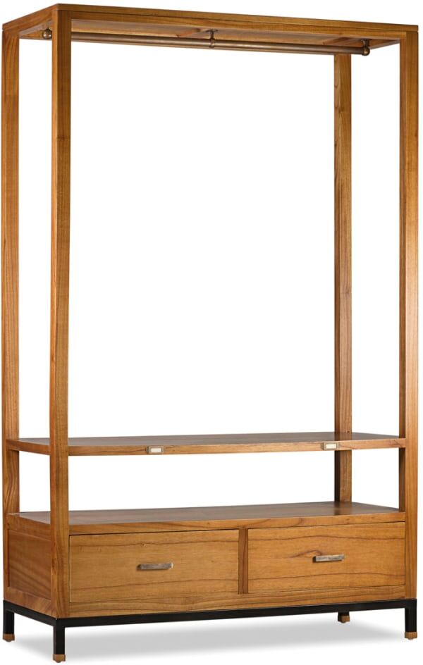 MOYCOR Mueble auxiliar de madera de mindi marrón y hierro negro alt. 190 cm