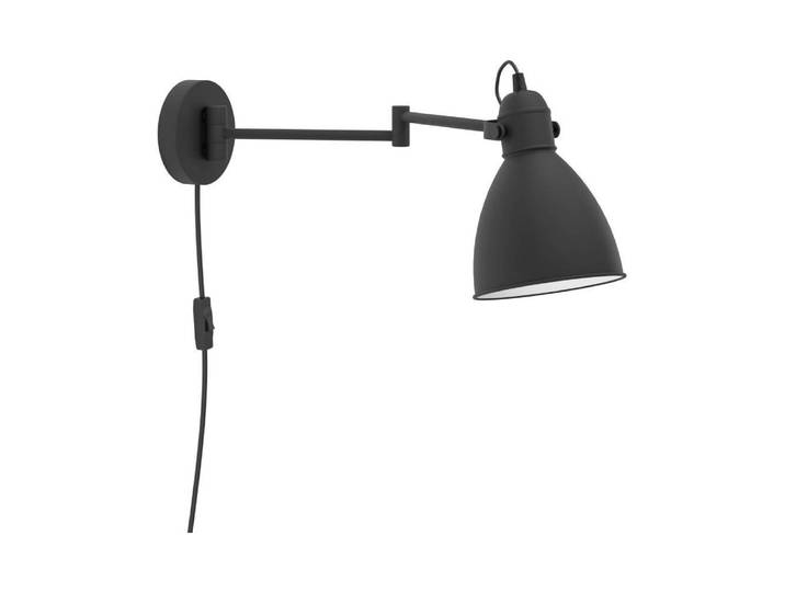 EGLO Wandleuchte SAN PERI Wandlampe, Stahl, E27, IP20, Schlafzimmerlampe, Bürolampe , schwarz, 1, H: 21cm, 1 Stk., Leuchten, Wand-/Deckenleuchte - L13 x B30 x H21 cm - schwarz - 1X10W exkl., Wandleuchte