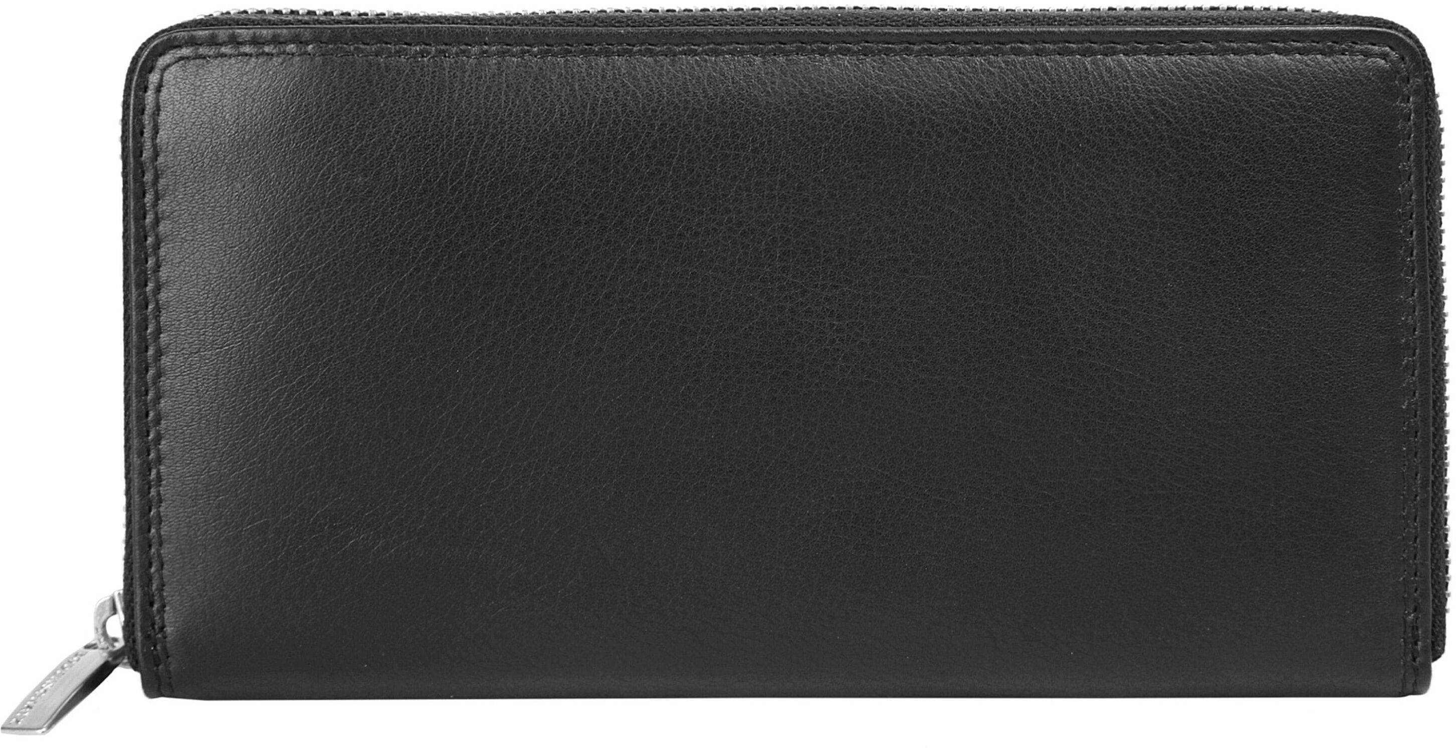 Geldbörse BODENSCHATZ "BODENSCHATZ Damen echt Leder", Damen, schwarz, Leder, beschichtet, leicht glänzend, Kleinlederwaren Geldbörse, echt Leder