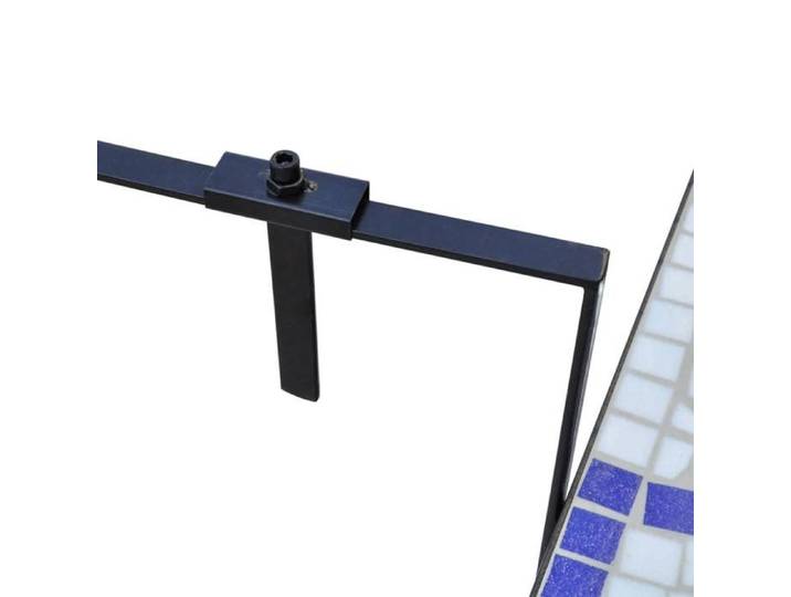 Table suspendue de balcon mosaïque - MEUBLECHIC - Bleu et blanc - Semi-circulaire - 76x56x64 cm - 76x38 cm (dessus)