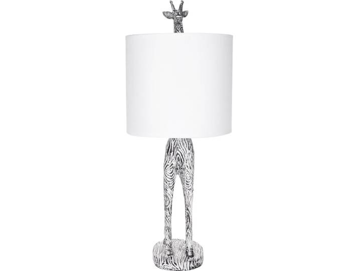BRUBAKER Tafel- of bedlampje Giraffe Afrika - tafellamp met keramische voet en stoffen kap - 51\,5 cm hoogte\, zwart-wit