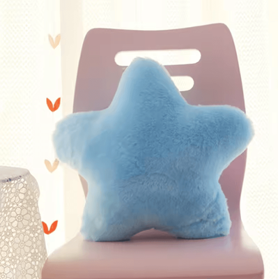 Uplift Curations StarGlow Plush Five Pointed Star Pillow(15.7 Inches) Soft Yellow, Pink & Red Decorative Cushion For Sofa & Bedroom blue