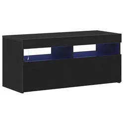 Helloshop26 - Modernes rechteckiges TV-Möbel mit Stauraum 90 x 35 x 40 cm aus schwarzem Eichenholzwerkstoff