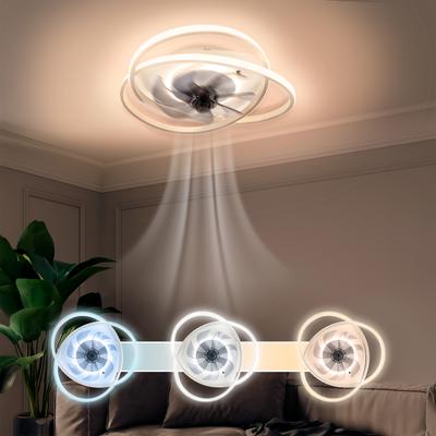 OTTO HOME LED Deckenleuchte "Lunnee Deckenventilator", weiß, 1, Ø 43,5cm H: 13cm, 1 Stk., Leuchten, Ventilator, Dimmbar per IR-Fernbedienung, CCT, Memory, Nachtlicht, LED Deckenleuchte