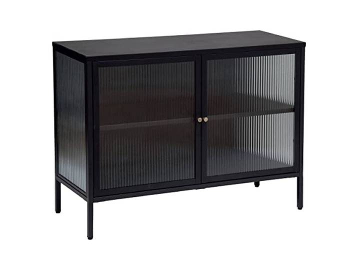 Atmosphera Aldir Sideboard, 2 Türen, Metall und Hartglas, Schwarz