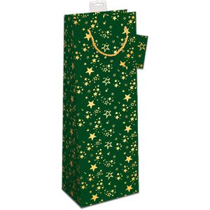 Böttcher-AG Geschenktüte 7522-2411-B, Sterne, Flaschentüte, 12 x 39cm, grün